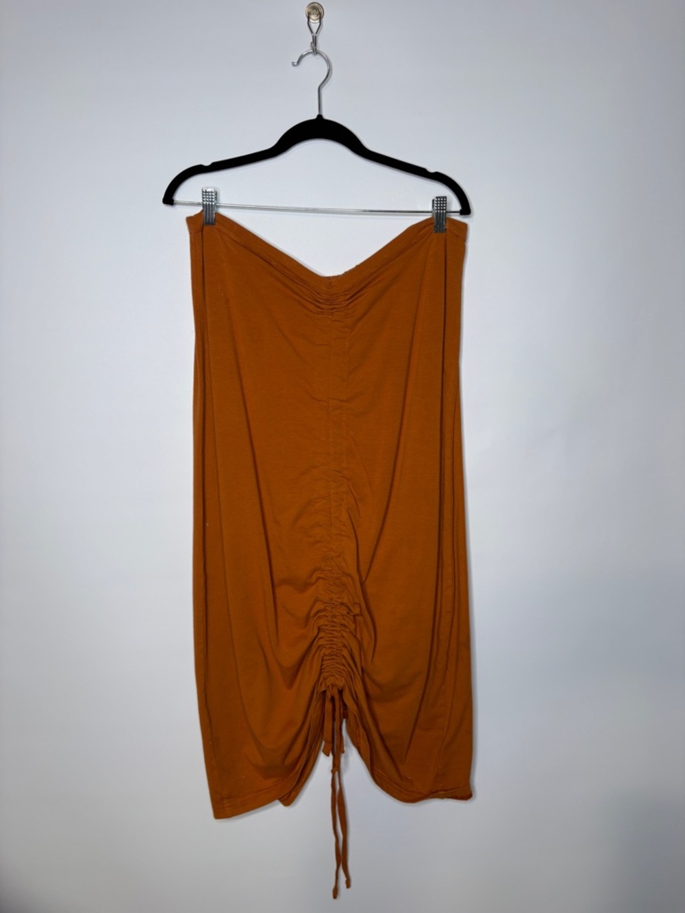 Bryn Walker Pumpkin Rust Orange Drawstring Ruched Midi Skirt Size Medium